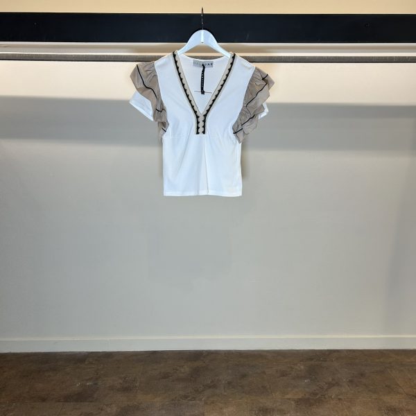 T-Shirt Scollo a V Macramé
